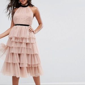 Asos Premium High Neck Tiered Dress
